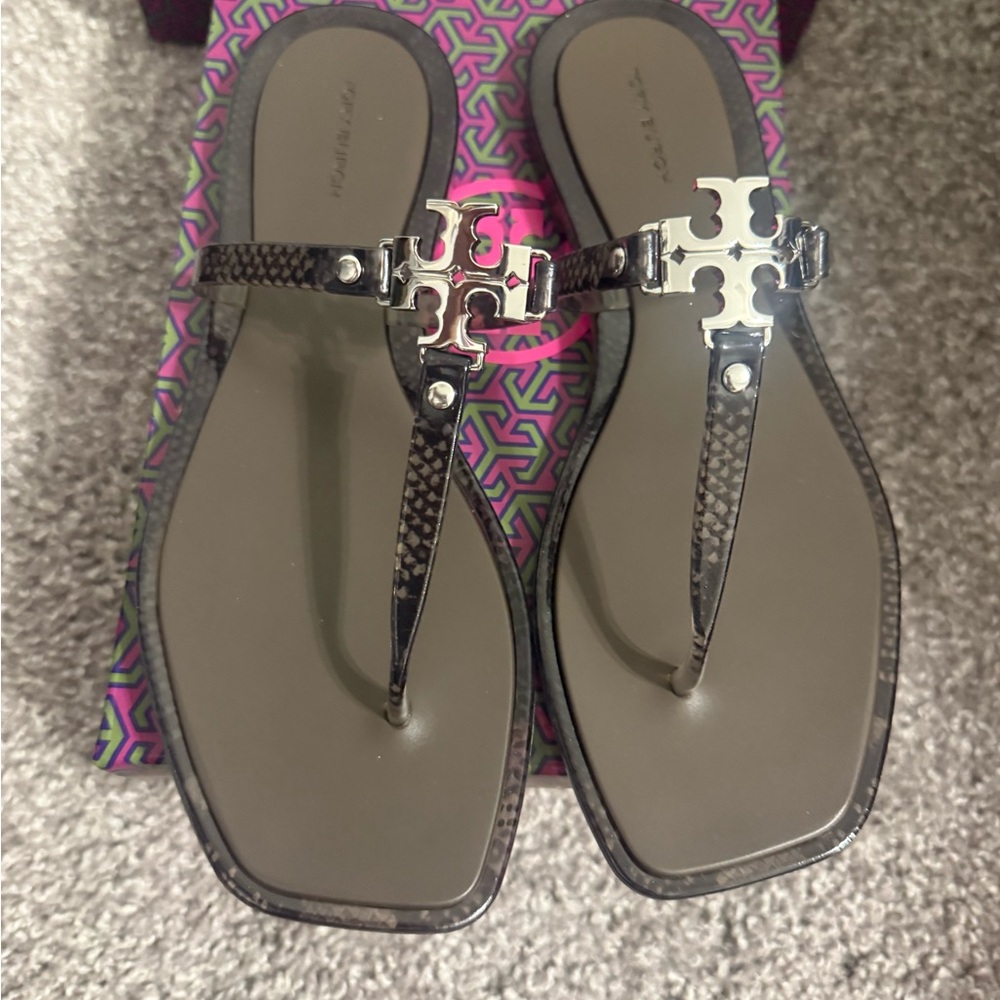Tory Burch Black and Tan Sandals